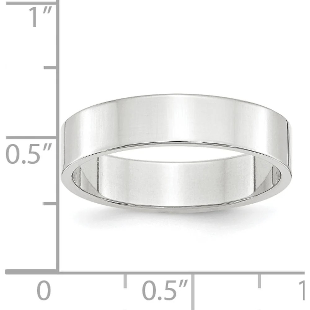 14K White Gold 5mm Lightweight Flat Wedding Band - Rhodium Plated, Size 9.5-9.75 by Luciano & Cie - Image 4