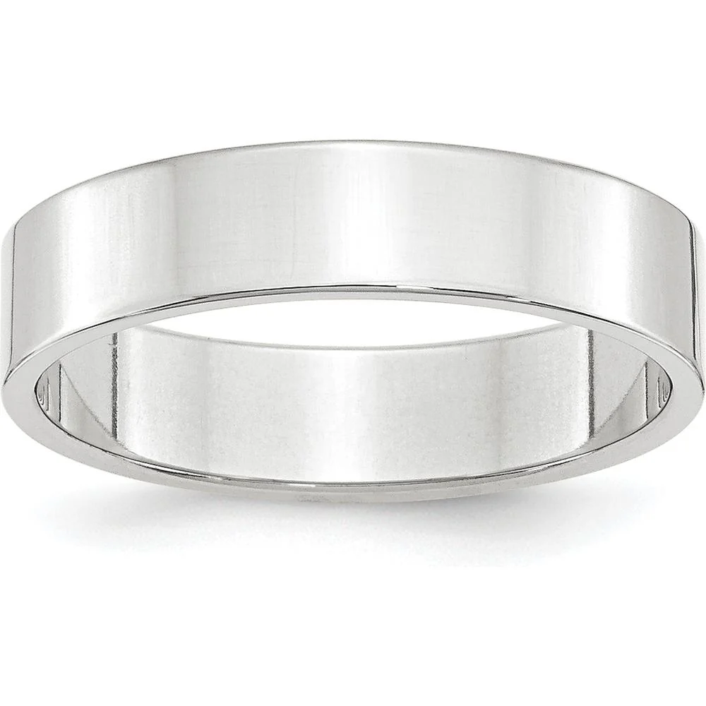 14K White Gold 5mm Lightweight Flat Wedding Band - Size 7 by Luciano & Cie