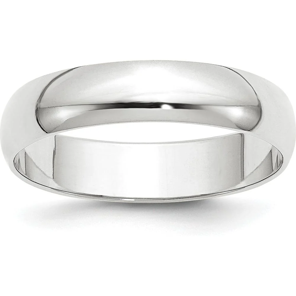 14K White Gold 5mm Lightweight Half Round Wedding Band - Size 10.5 by Luciano & Cie