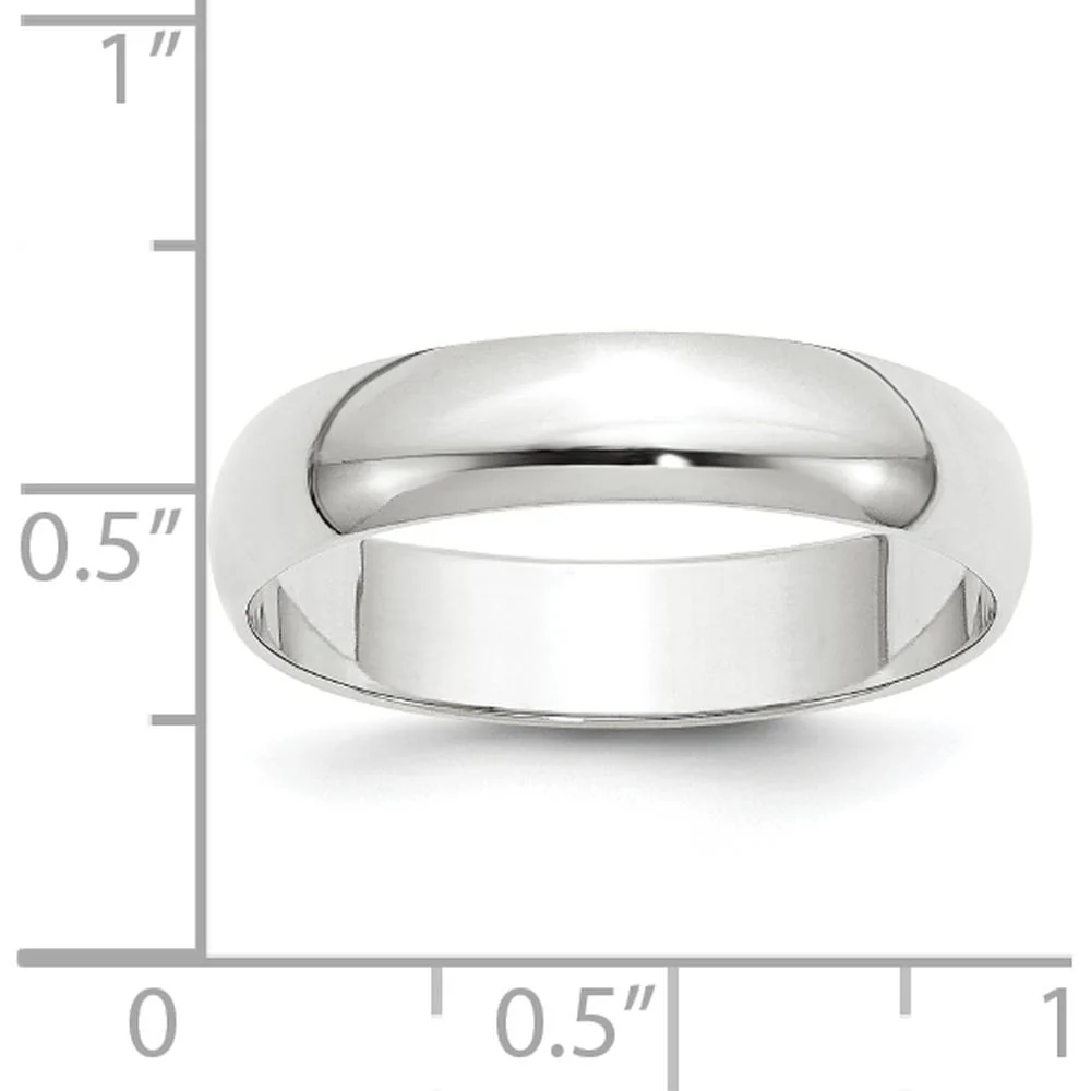 14K White Gold 5mm Lightweight Half Round Wedding Band Size 4.5 by Luciano & Cie - Image 3