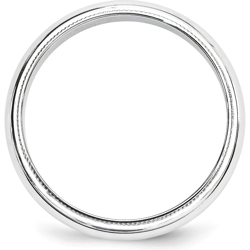 14K White Gold 5mm Milgrain Half Round Wedding Band - Size 10 by Luciano & Cie - Image 2