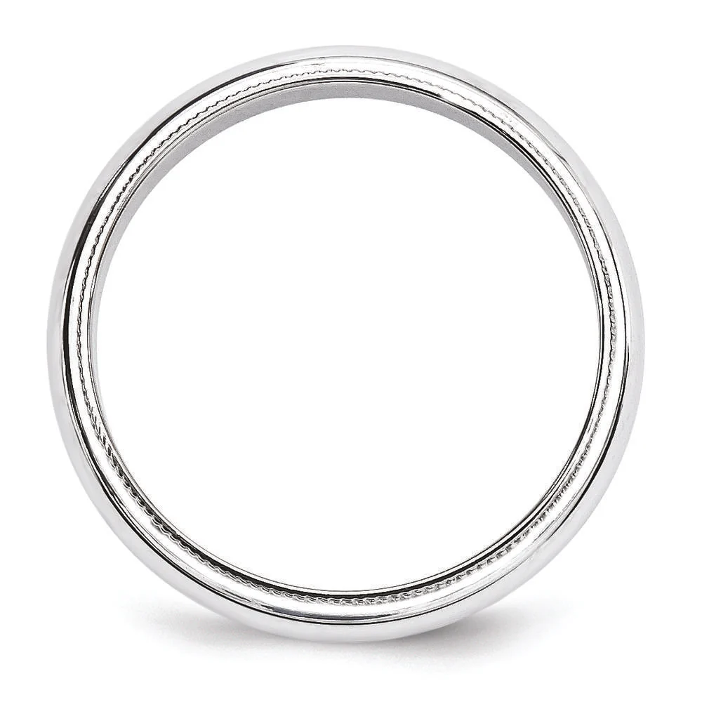 14K White Gold 5mm Milgrain Half Round Wedding Band - Size 10 by Luciano & Cie - Image 3