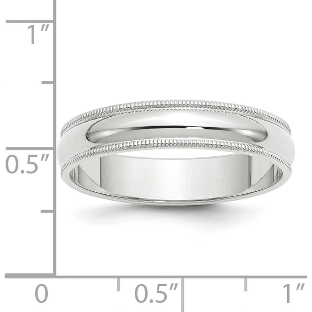 14K White Gold 5mm Milgrain Half Round Wedding Band - Size 10 by Luciano & Cie - Image 5