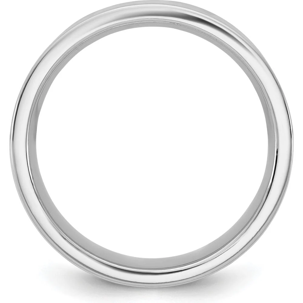 14K White Gold 6.5mm Comfort Fit Flat Wedding Band - Size 10 by Luciano & Cie - Image 2