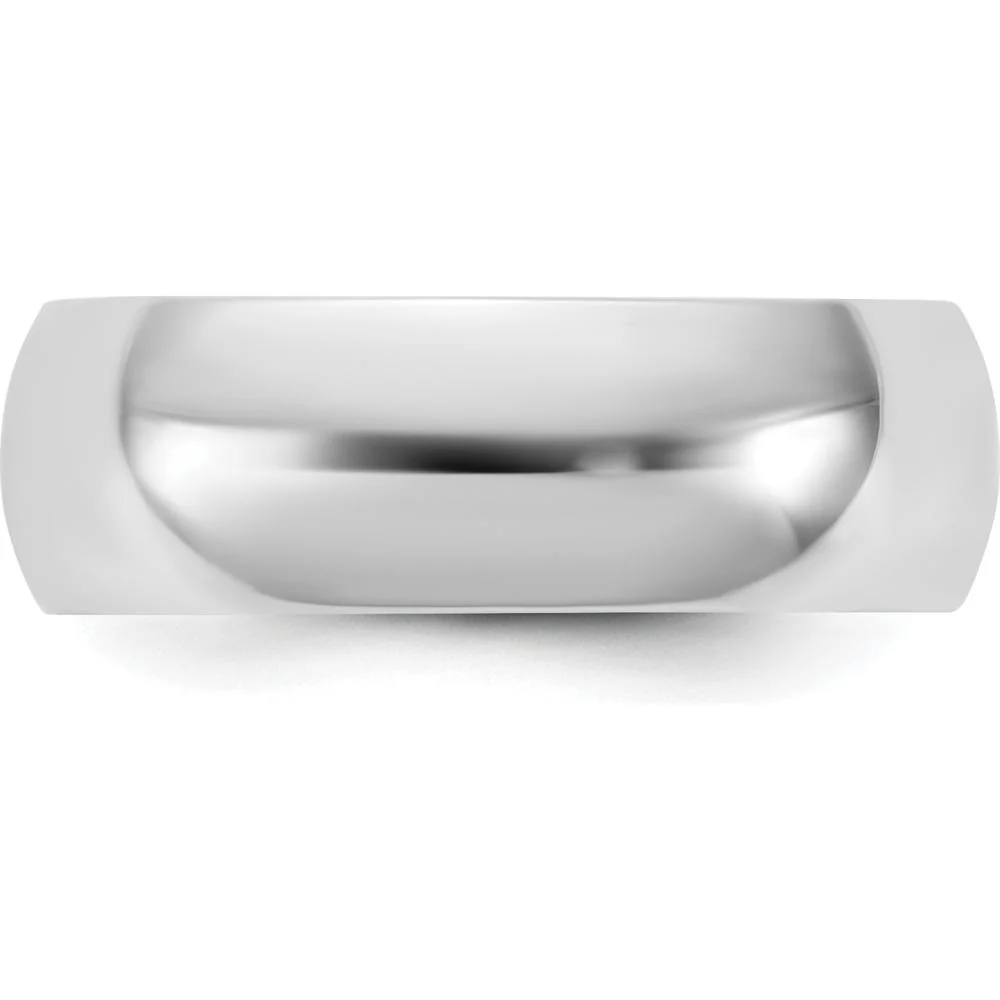 14K White Gold 6.5mm Domed Polished Half Round Wedding Band - Engravable, Unisex Design - Size 7 by Luciano & Cie - Image 3