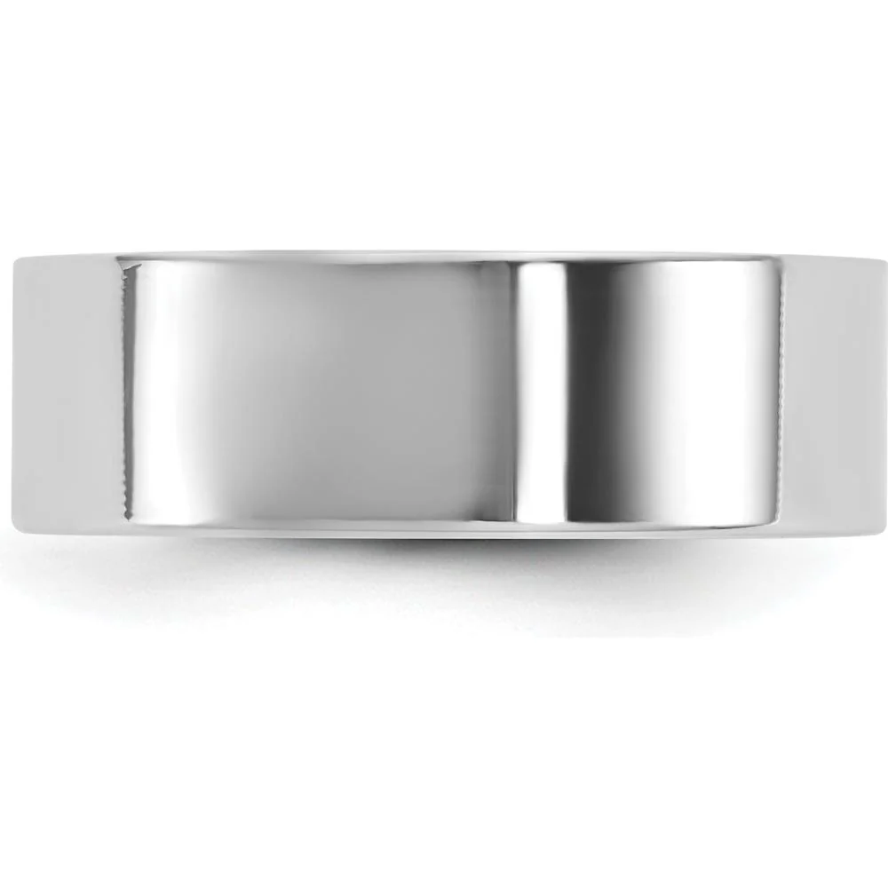 14K White Gold 6.5mm Flat Wedding Band - Polished Finish, Engravable - Size 6 by Luciano & Cie - Image 3