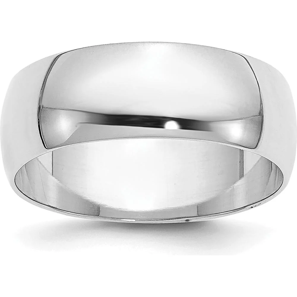 14K White Gold 6.5mm Half Round Band - Polished Finish - Unisex Wedding Ring - Size 12 by Luciano & Cie