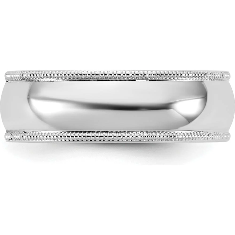 14K White Gold 6.5mm Milgrain Comfort Fit Wedding Band Ring - Engravable Design - Size 6 by Luciano & Cie - Image 3