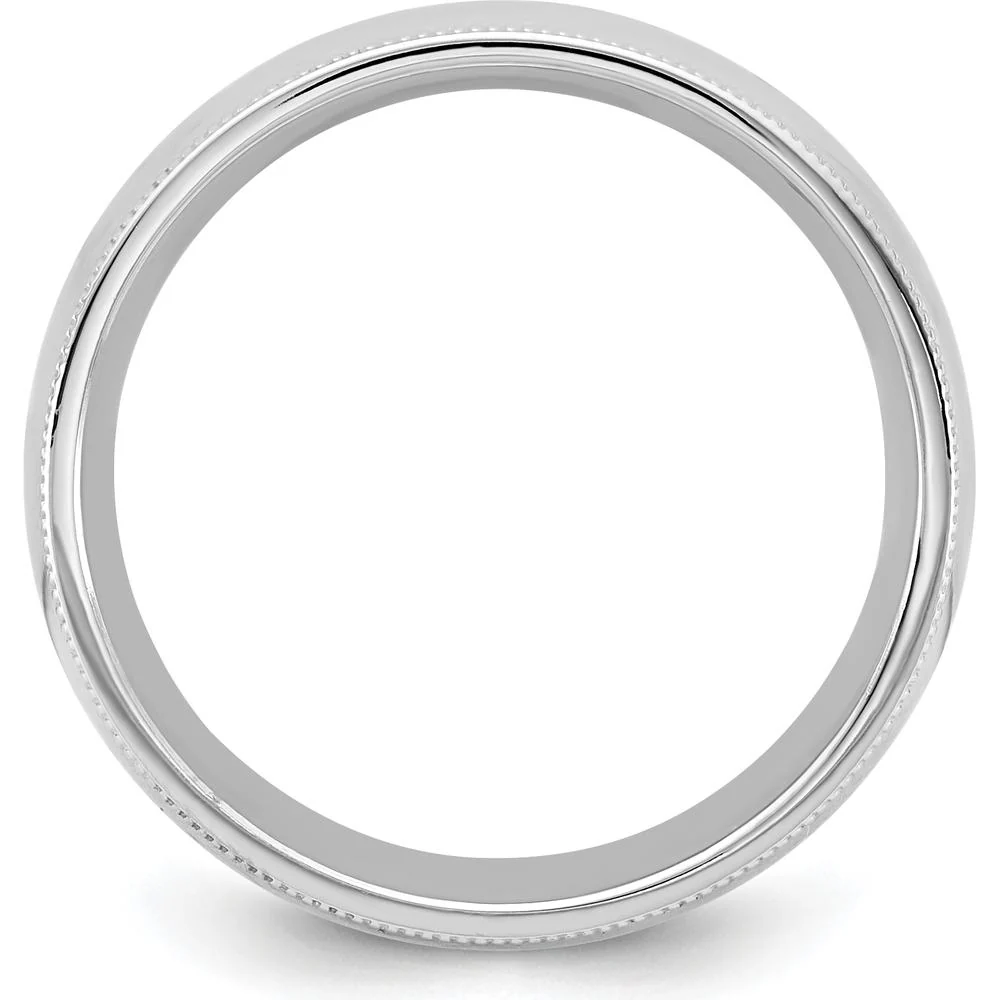 14K White Gold 6.5mm Milgrain Comfort Fit Wedding Band - Size 12 by Luciano & Cie - Image 2