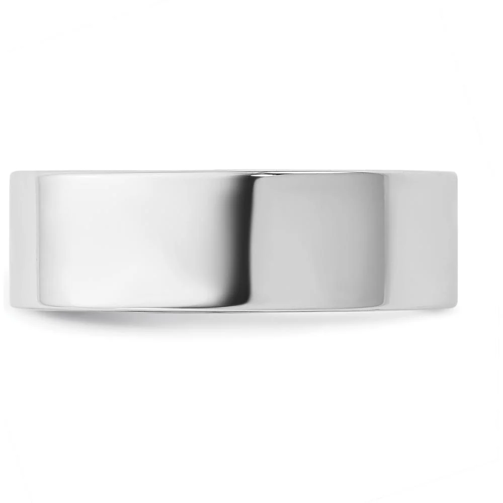 14K White Gold 6.5mm Standard Flat Comfort Fit Wedding Band - Polished Finish - Size 12 by Luciano & Cie - Image 3