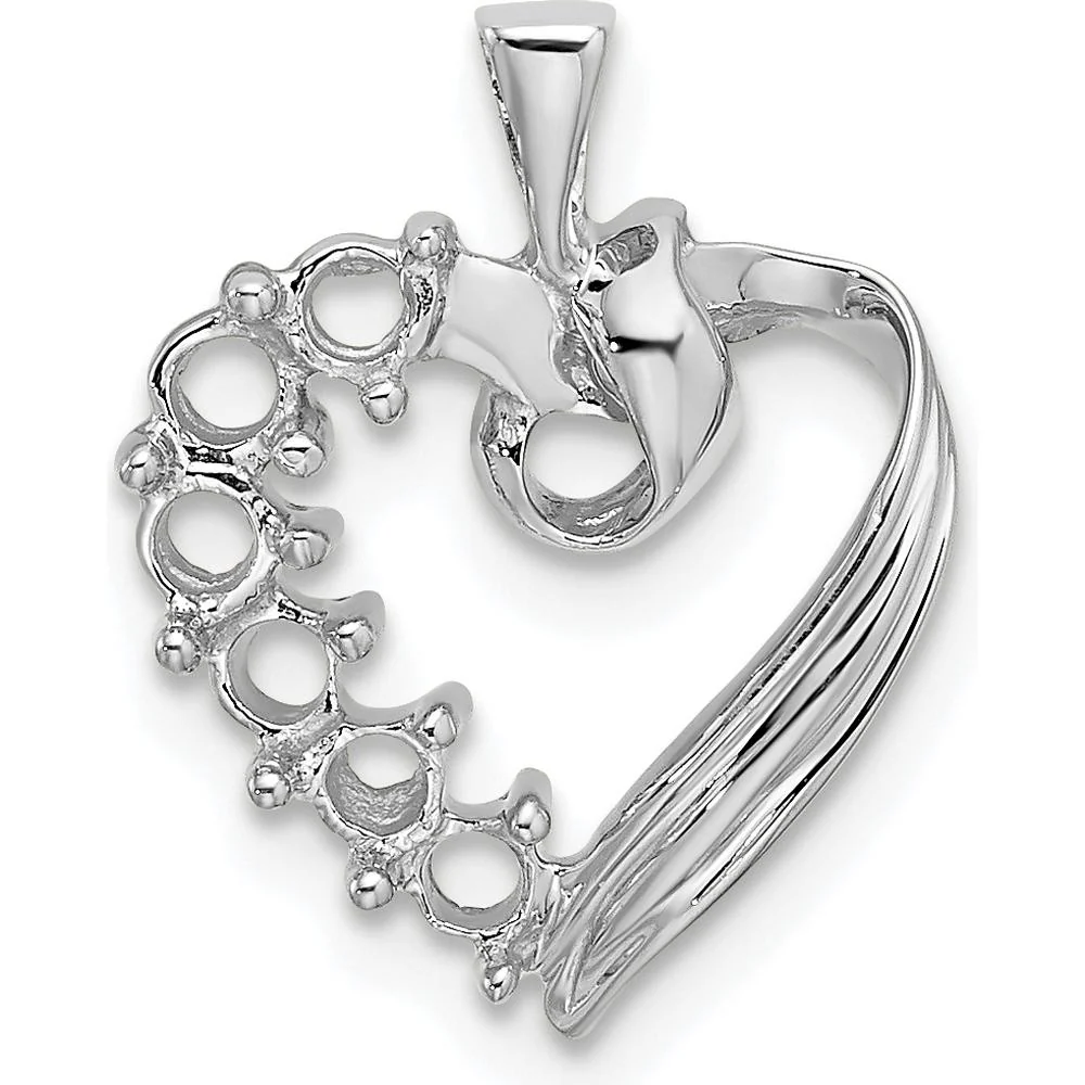 14K White Gold 6 Stone Family Pendant Mounting - Rhodium Plated by Oro Pregiato - Image 3