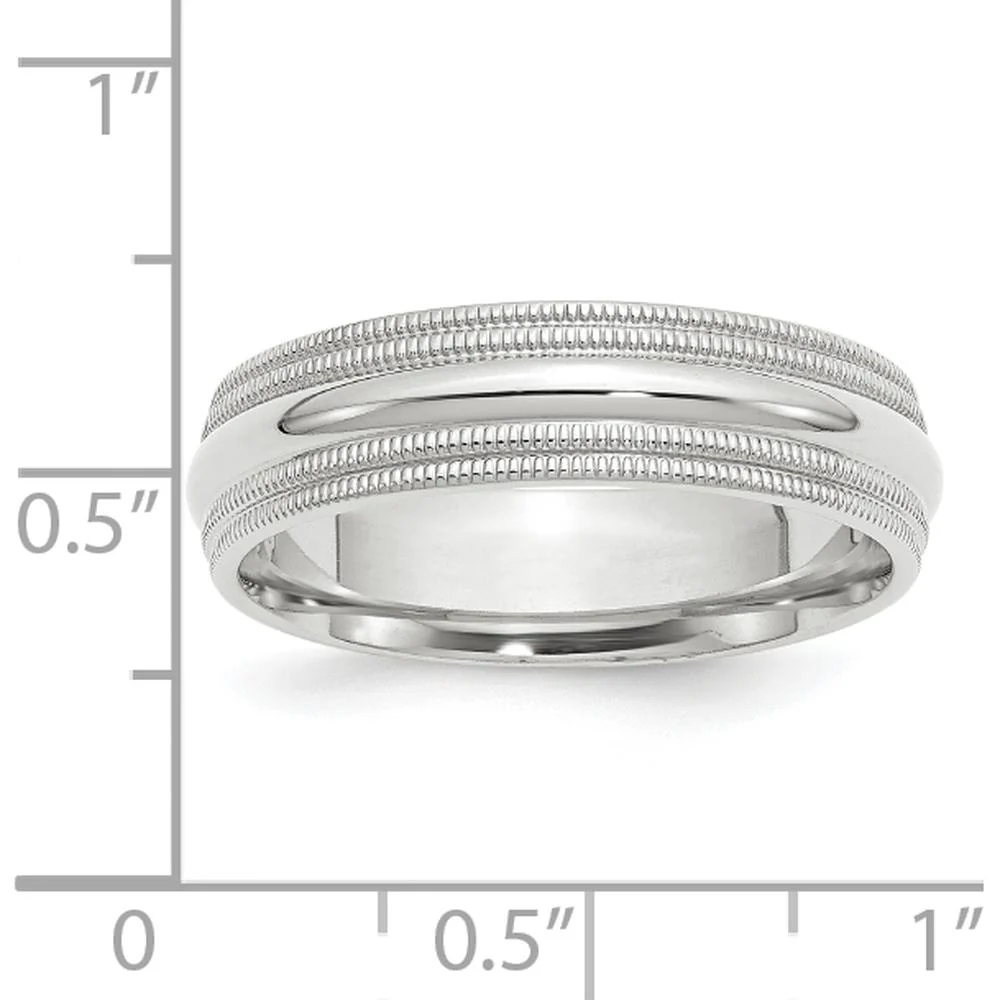 14K White Gold 6mm Double Milgrain Comfort Fit Wedding Band - Size 11.5 by Luciano & Cie - Image 4