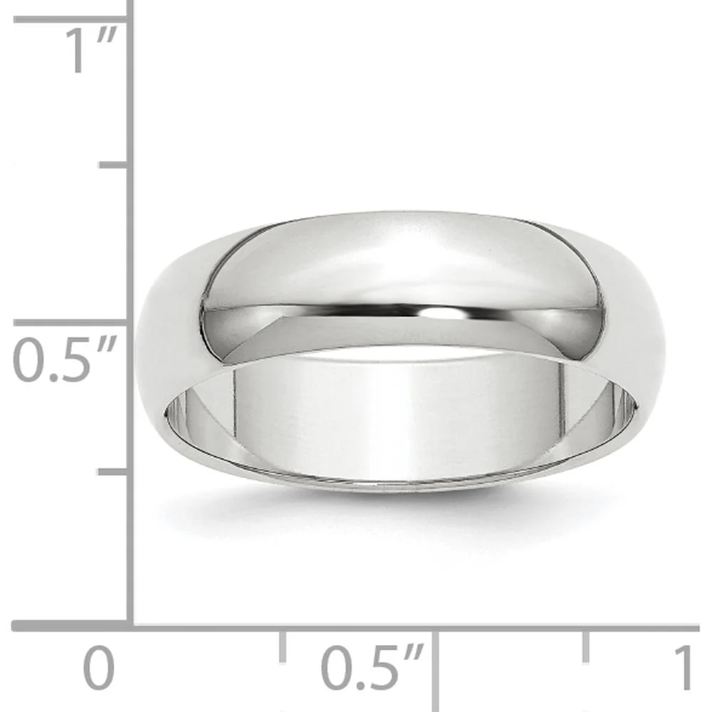 14K White Gold 6mm Half Round Wedding Band - Size 13 by Luciano & Cie - Image 3