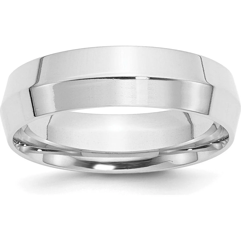 14K White Gold 6mm Knife Edge Comfort Fit Wedding Band - Size 11.5 by Luciano & Cie