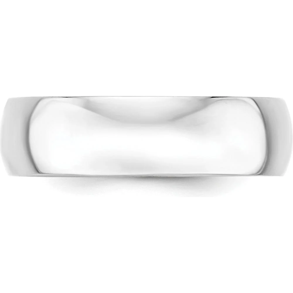 14K White Gold 6mm Lightweight Half Round Wedding Band - Size 12 by Luciano & Cie - Image 2
