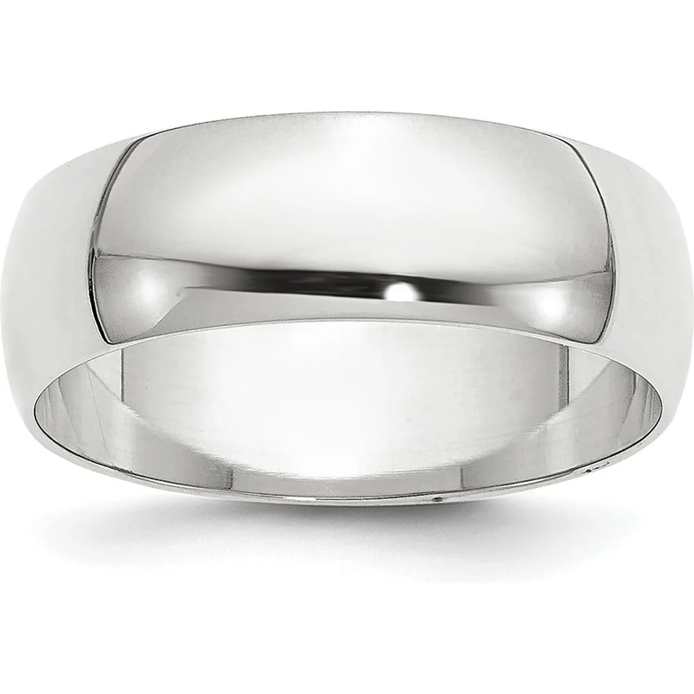 14K White Gold 6mm Lightweight Half Round Wedding Band - Size 4.5 by Luciano & Cie