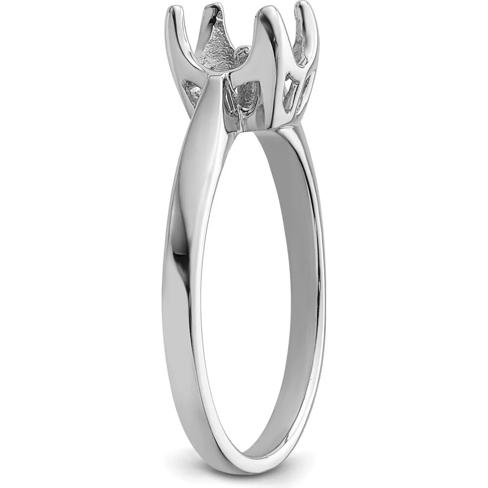 14K White Gold 6mm Pearl Ring Mounting with Polished Rhodium Finish - Size 6 by Monteluci Fine Jewelry - Image 4