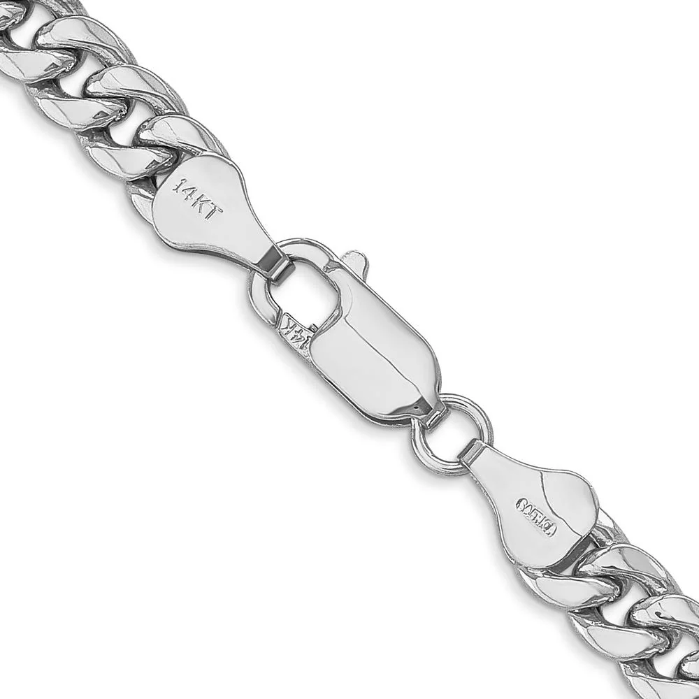 14K White Gold 6mm Semi-Solid Miami Cuban Chain - 24 Inches with Lobster Clasp by Oro Pregiato - Image 3
