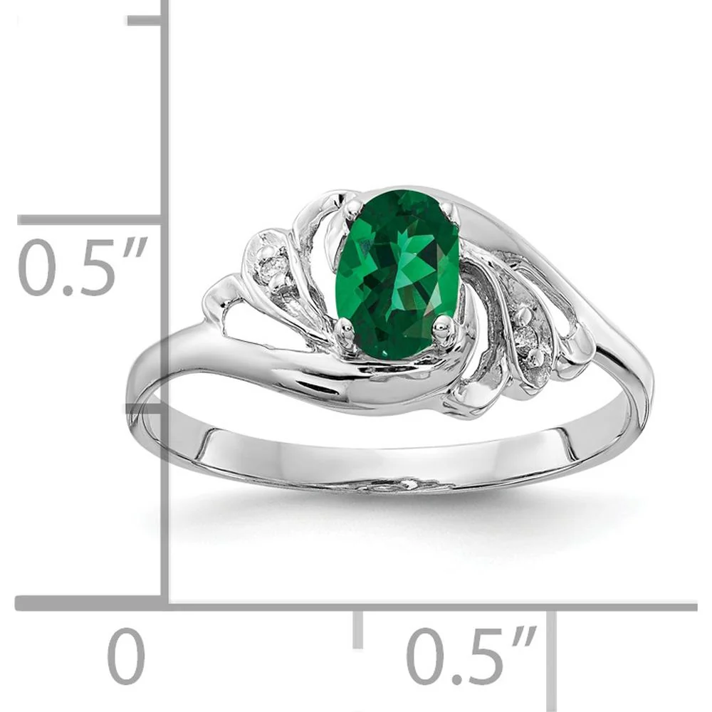 14K White Gold 6x4mm Oval Mount St. Helens Green Helenite and Diamond Ring - 0.5 Carat Total Gem Weight - Size 6 by Monteluci Fine Jewelry - Image 2