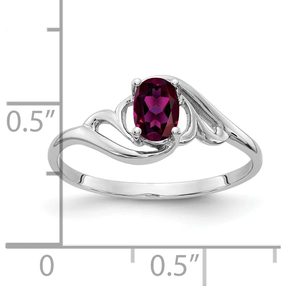 14K White Gold 6x4mm Oval Rhodolite Garnet Ring - 0.57 Carat Total Gem Weight - Size 6 by Monteluci Fine Jewelry - Image 2
