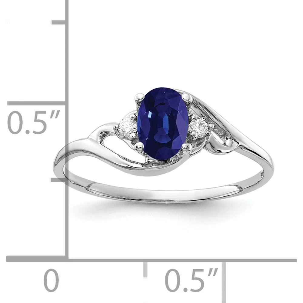 14K White Gold 6x4mm Oval Sapphire and Diamond Ring - 0.65 Carat Sapphire and 0.034 Carat Total Diamond Weight - Size 6 by Monteluci Fine Jewelry - Image 2