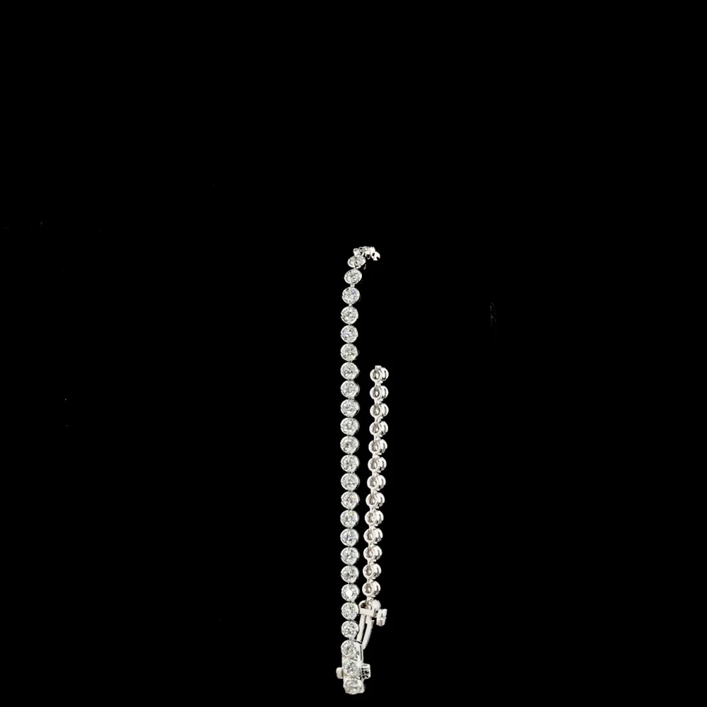 14K White Gold 7.25" Tennis Bracelet with 47 Bezel-Prong Set Round Natural Diamonds - 1.82 Carats Total Diamond Weight - Covaloro Fine Jewelry - Image 3
