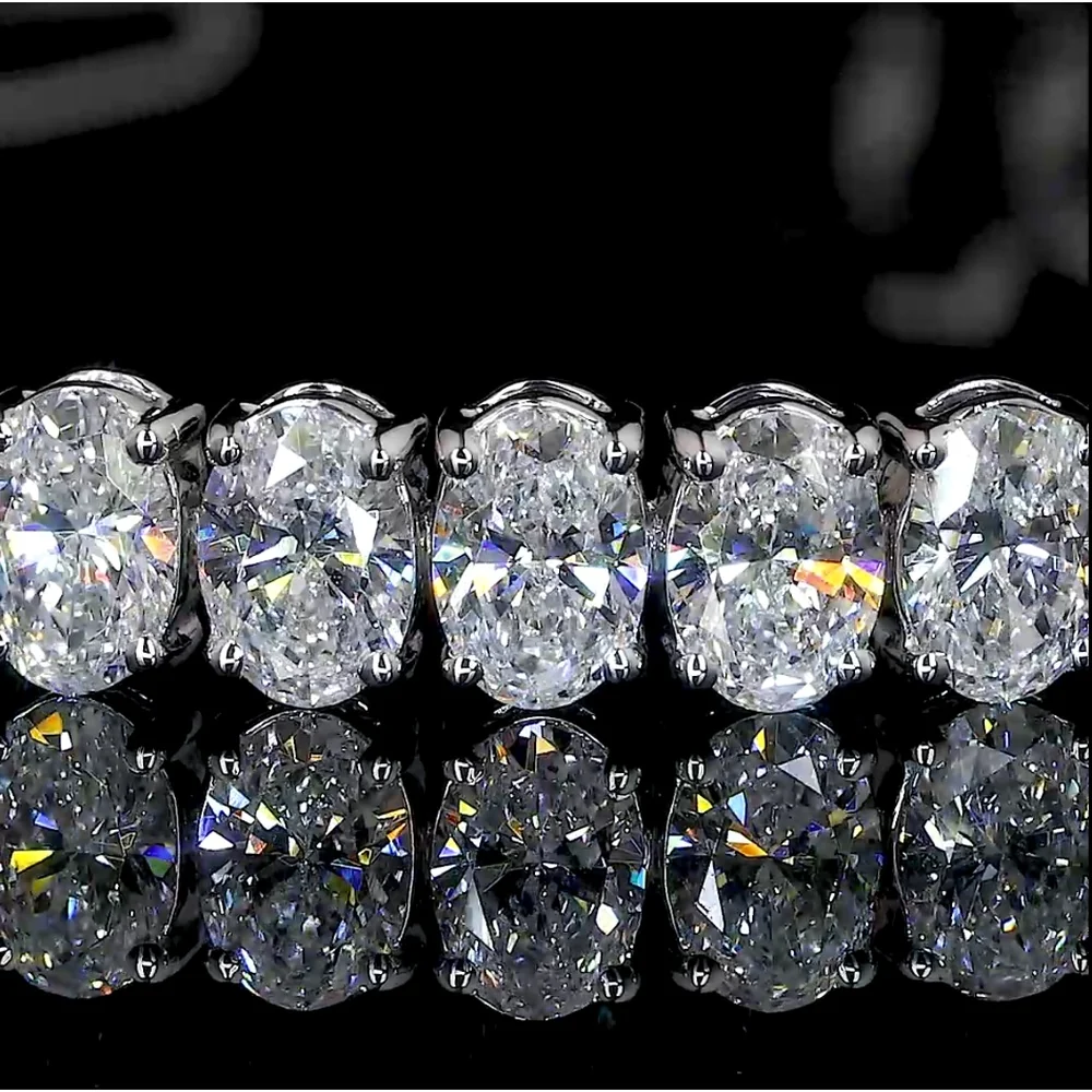 14K White Gold 7.25" Tennis Bracelet with Prong Set Oval Cut Lab Diamonds - 5.48 Carat Total Weight - Covaloro Fine Jewelry - Image 3