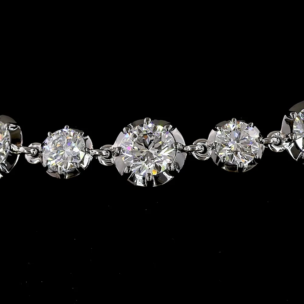 14K White Gold 7.5" Station Bracelet with Alternating Bezel and Prong Set Round Lab Diamonds - 6.42 Carats Total Diamond Weight - Covaloro Fine Jewelry - Image 2