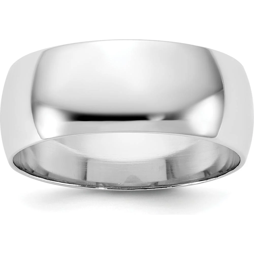 14K White Gold 7.5mm Domed Polished Wedding Band - Engravable Size 7 by Luciano & Cie