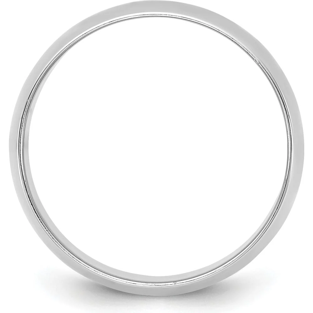 14K White Gold 7.5mm Half Round Band Ring - Polished Finish, Engravable, Unisex - Size 6 by Luciano & Cie - Image 2