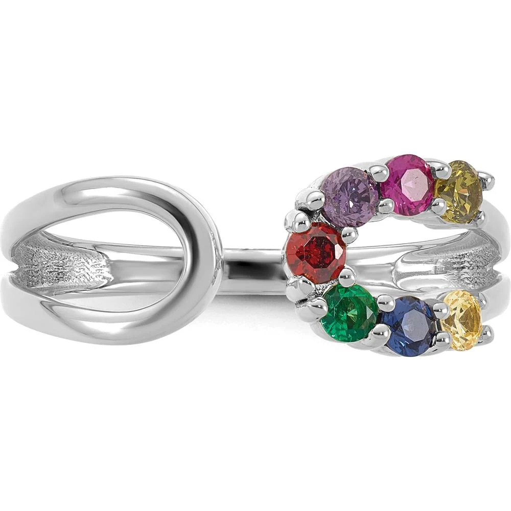 14K White Gold 7 Birthstone Wrap Ring for Mother's Day - Personalized Gemstones - Size 7 by Oro Pregiato - Image 5