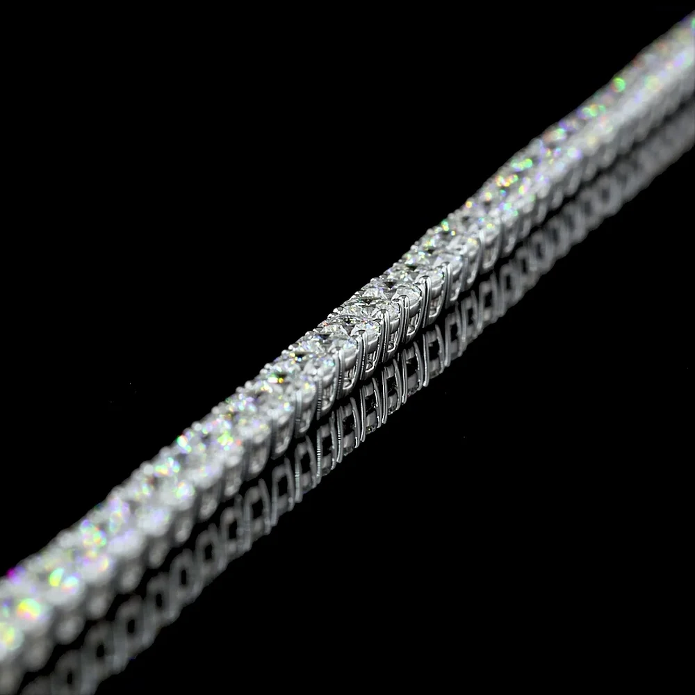14K White Gold 7-Inch Tennis Bracelet with 57 Round-Cut and 8 Marquise-Cut Lab Diamonds - 5.02 Carat Total Diamond Weight - Covaloro Fine Jewelry - Image 3