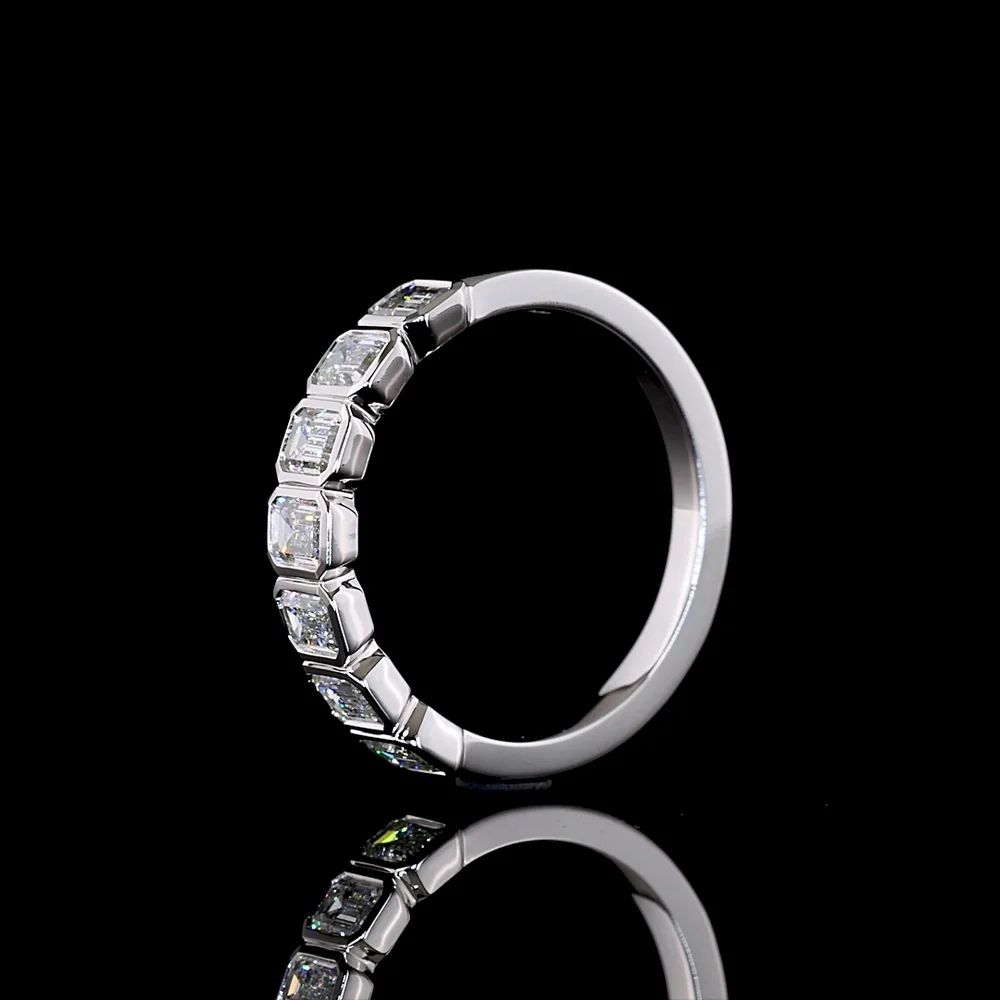 14K White Gold 7-Stone Eternity Band with Bezel Set Emerald Cut Lab Diamonds - 1.05 Carat Total Weight - Covaloro Fine Jewelry - Image 4