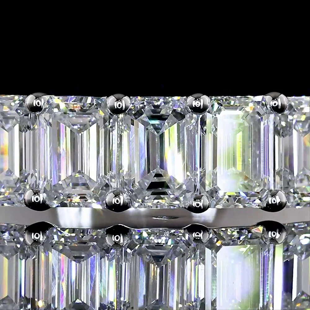 14K White Gold 7-Stone Eternity Band with Emerald Cut Lab-Grown Diamonds - 1.05 Carat Total Weight, E-F Color, VS1 Clarity - Covaloro Fine Jewelry - Image 2