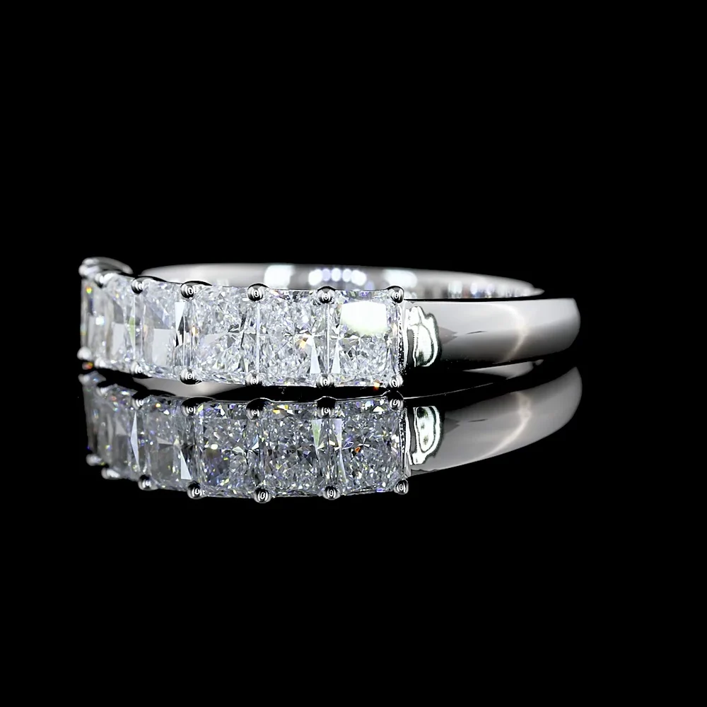 14K White Gold 7-Stone Eternity Band with North-South Prong Set Radiant Cut Lab Diamonds - 1.03 Carats Total Diamond Weight - Covaloro Fine Jewelry - Image 3