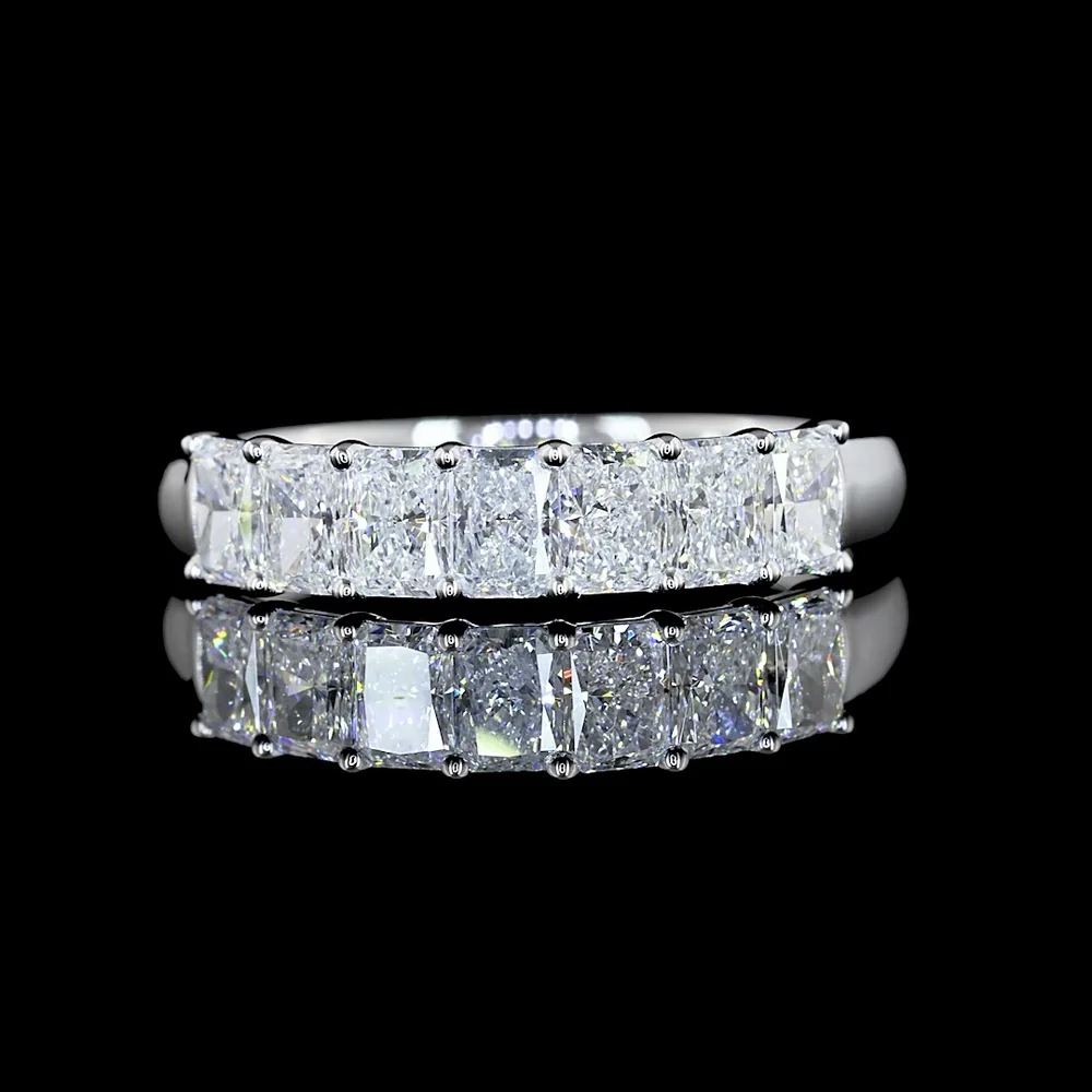 14K White Gold 7-Stone Eternity Band with North-South Prong Set Radiant Cut Lab Diamonds - 1.03 Carats Total Diamond Weight - Covaloro Fine Jewelry - Image 4