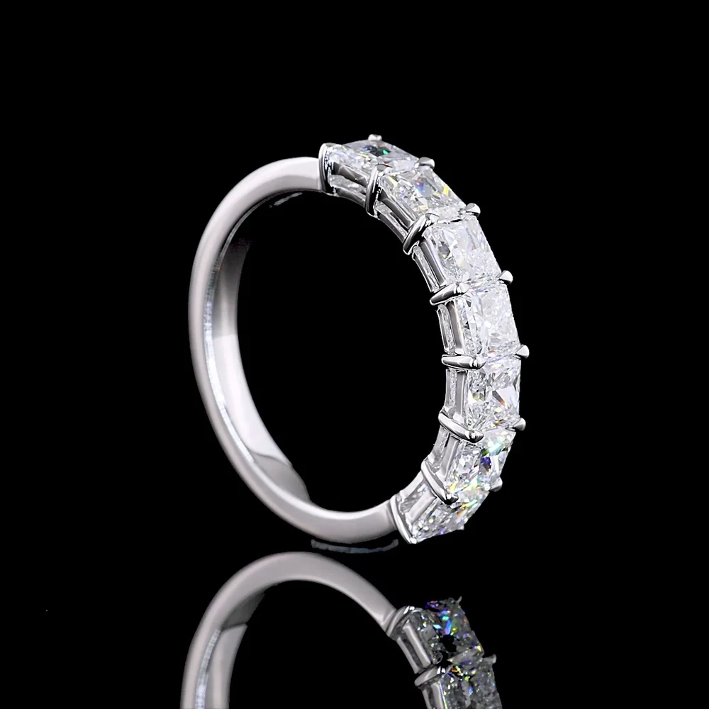 14K White Gold 7-Stone Eternity Band with Princess Cut Lab Diamonds - 2.09 Carat Total Weight, E-F Color VS Clarity - Covaloro Fine Jewelry - Image 3