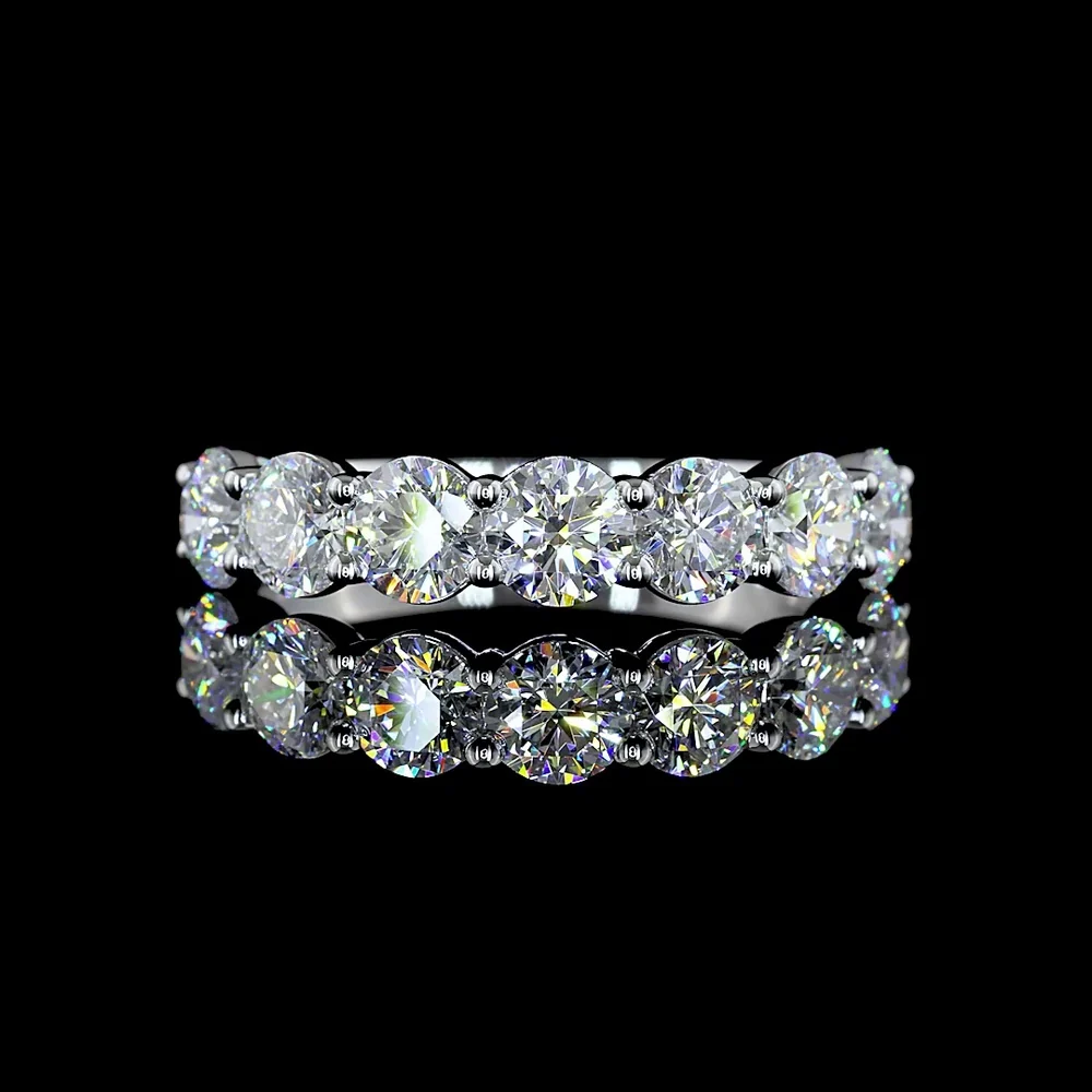 14K White Gold 7-Stone Eternity Band with Round Brilliant Cut Lab Diamonds - 1.95 Carats Total Diamond Weight - Covaloro Fine Jewelry