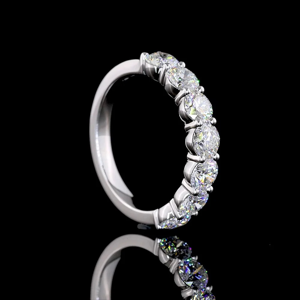 14K White Gold 7-Stone Eternity Band with Round Brilliant Cut Lab Diamonds - 1.95 Carats Total Diamond Weight - Covaloro Fine Jewelry - Image 3