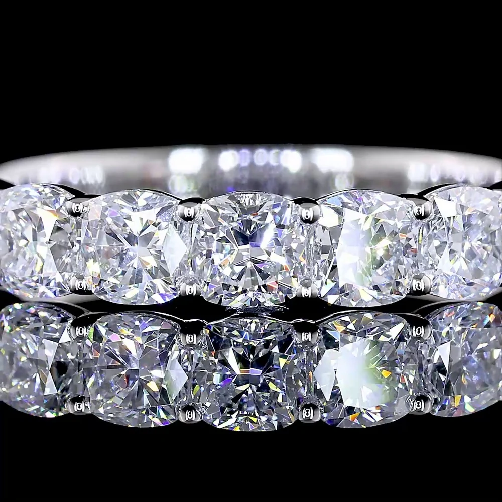 14K White Gold 7-Stone Eternity Band with Square Cushion Brilliant Cut Lab Diamonds - 1.16 Carat Total Diamond Weight - Covaloro Fine Jewelry - Image 2