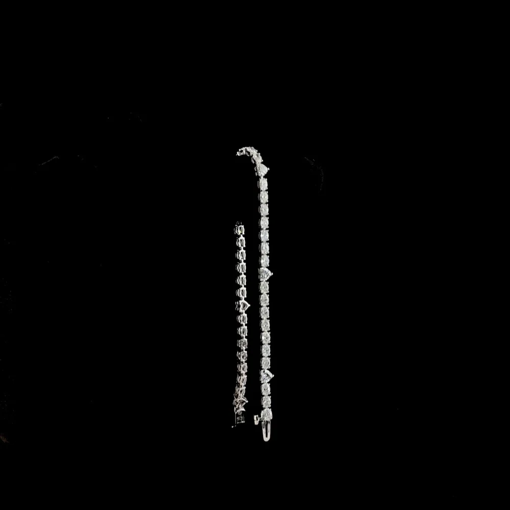 14K White Gold 7" Tennis Bracelet with Alternating Oval and Heart Shape Lab Diamonds - 4.84 Carat Total Diamond Weight, E-F Color VS Clarity - Covaloro Fine Jewelry - Image 3