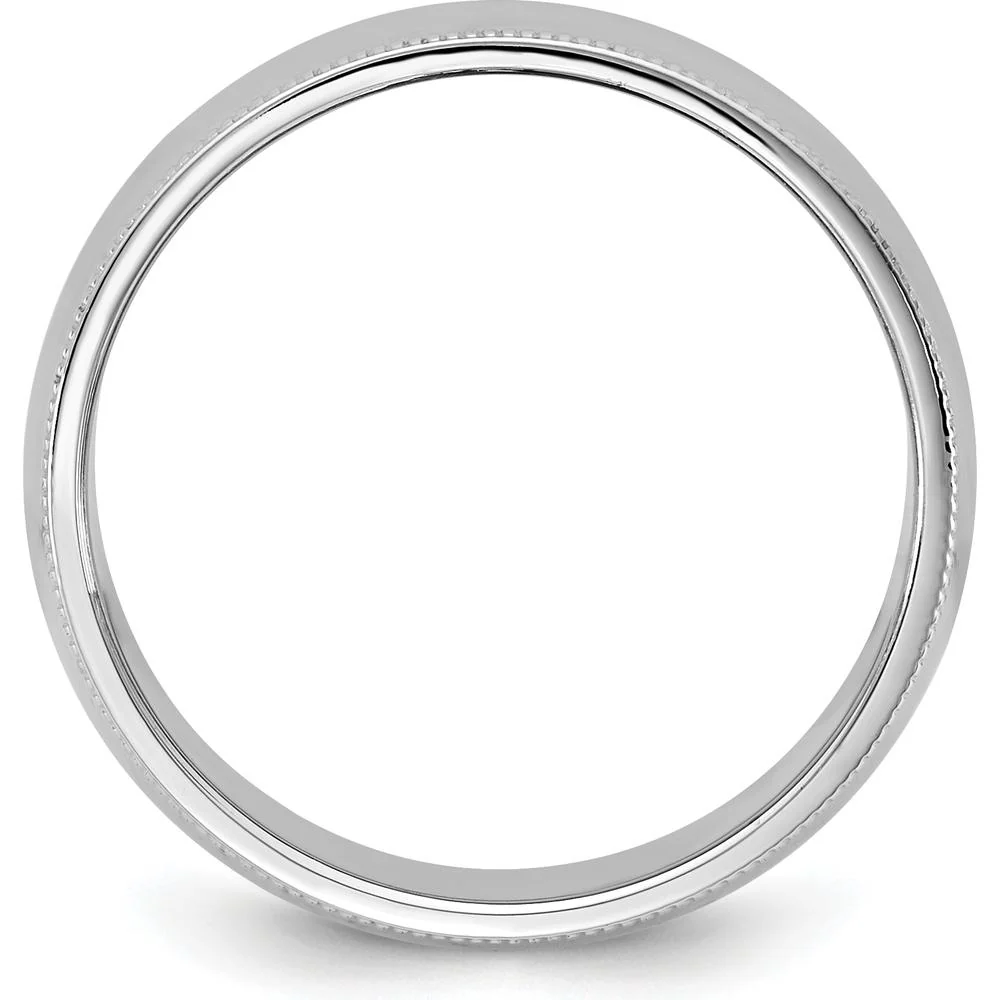 14K White Gold 7mm Half-Round Milgrain Wedding Band - Size 7 by Luciano & Cie - Image 2
