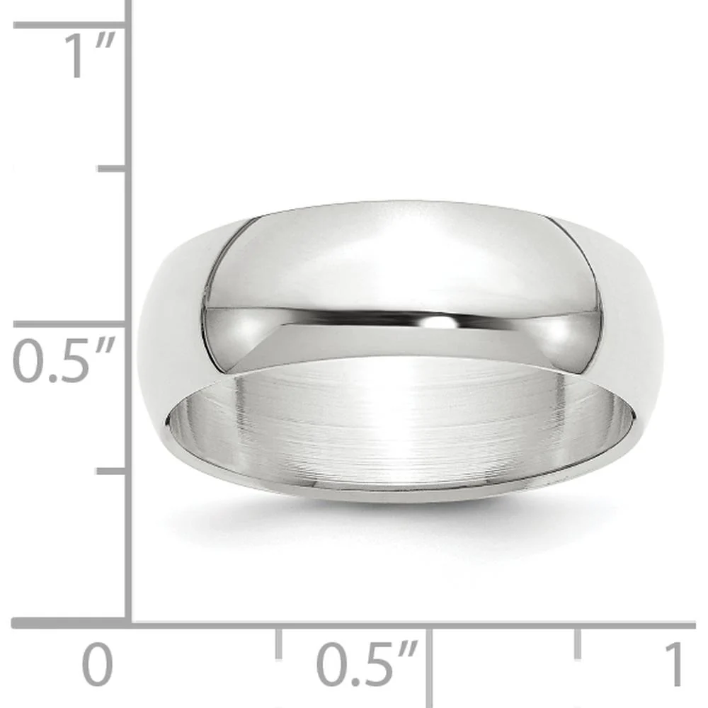 14K White Gold 7mm Half-Round Wedding Band - Size 10 by Luciano & Cie - Image 3
