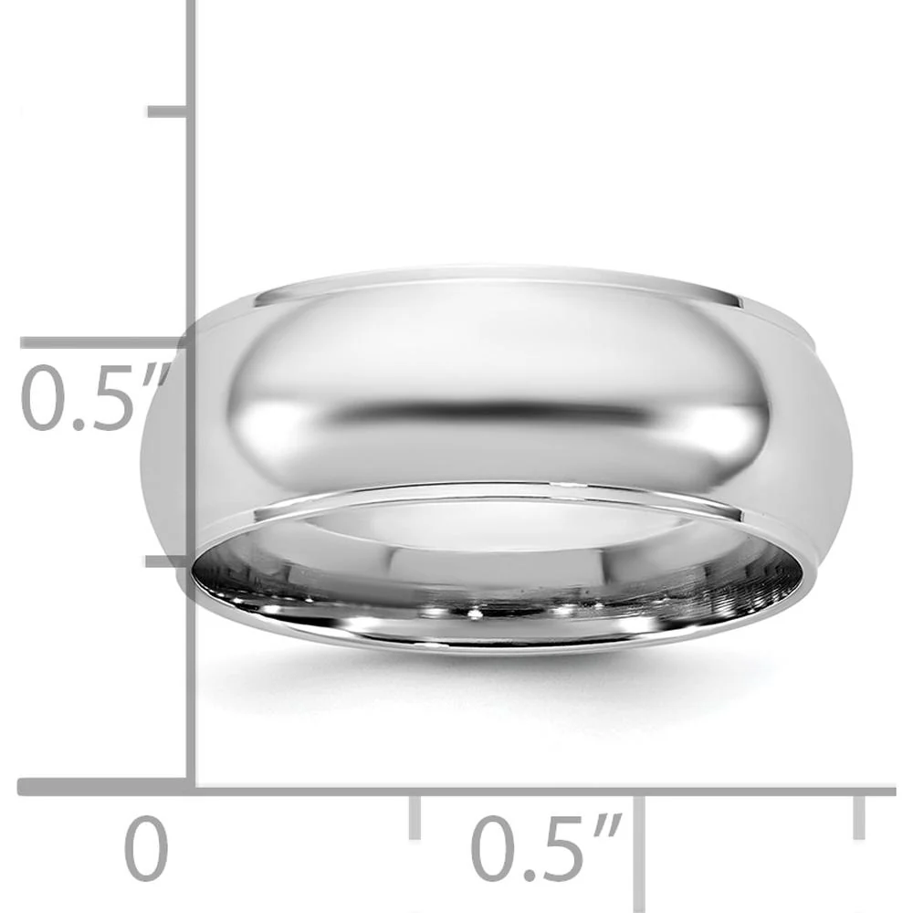 14K White Gold 7mm Half Round Wedding Band with Rhodium Plating - Size 6 by Luciano & Cie - Image 4