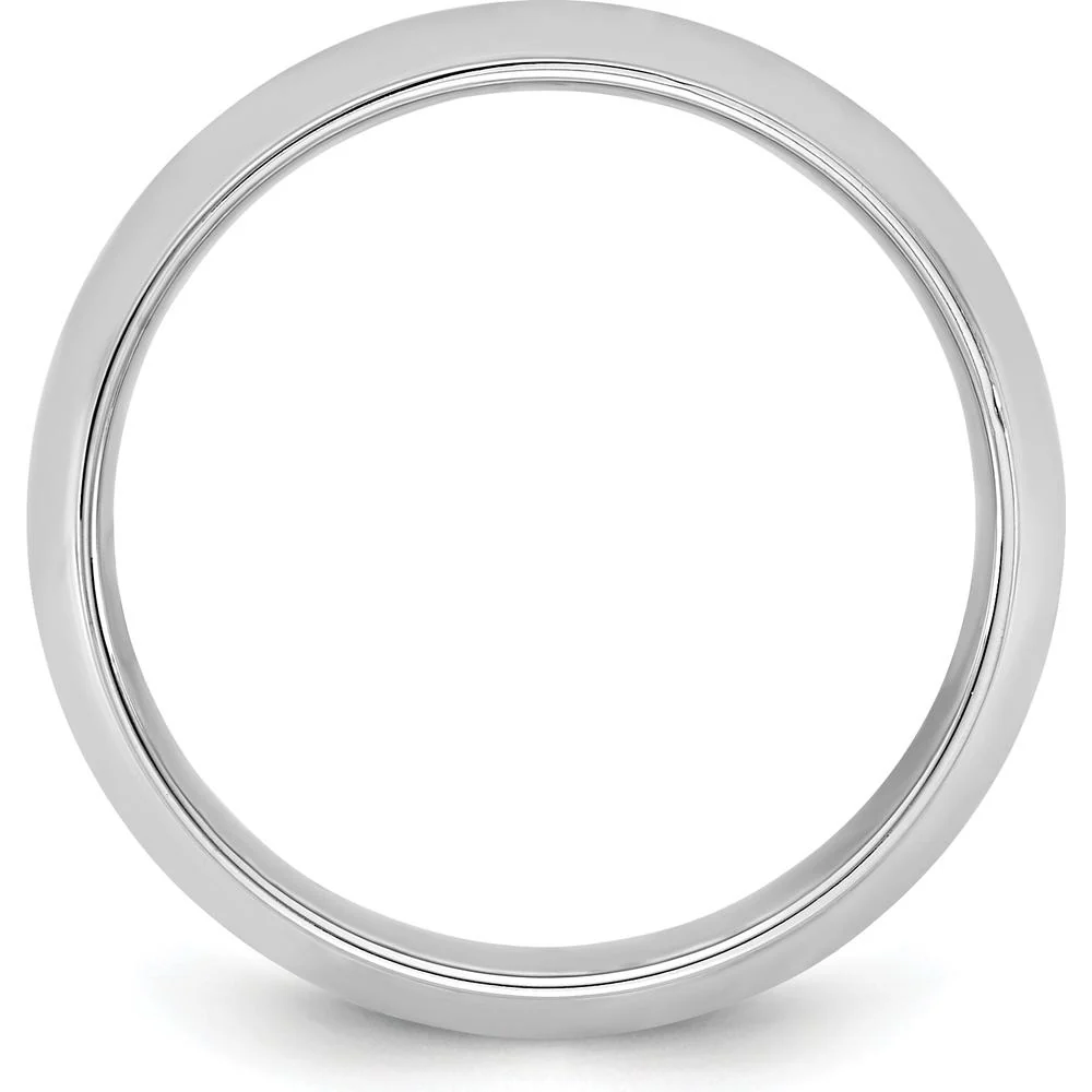 14K White Gold 7mm Half Round Wedding Band with Step Down Edge - Polished Finish - Size 11 by Luciano & Cie - Image 2