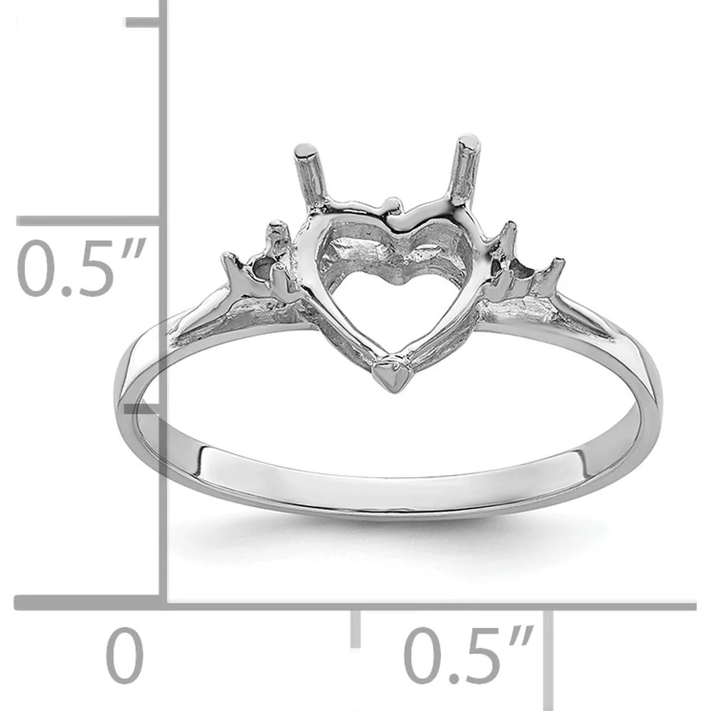 14K White Gold 7mm Heart Shaped Gemstone Ring Mounting - Size 7 by Monteluci Fine Jewelry - Image 5