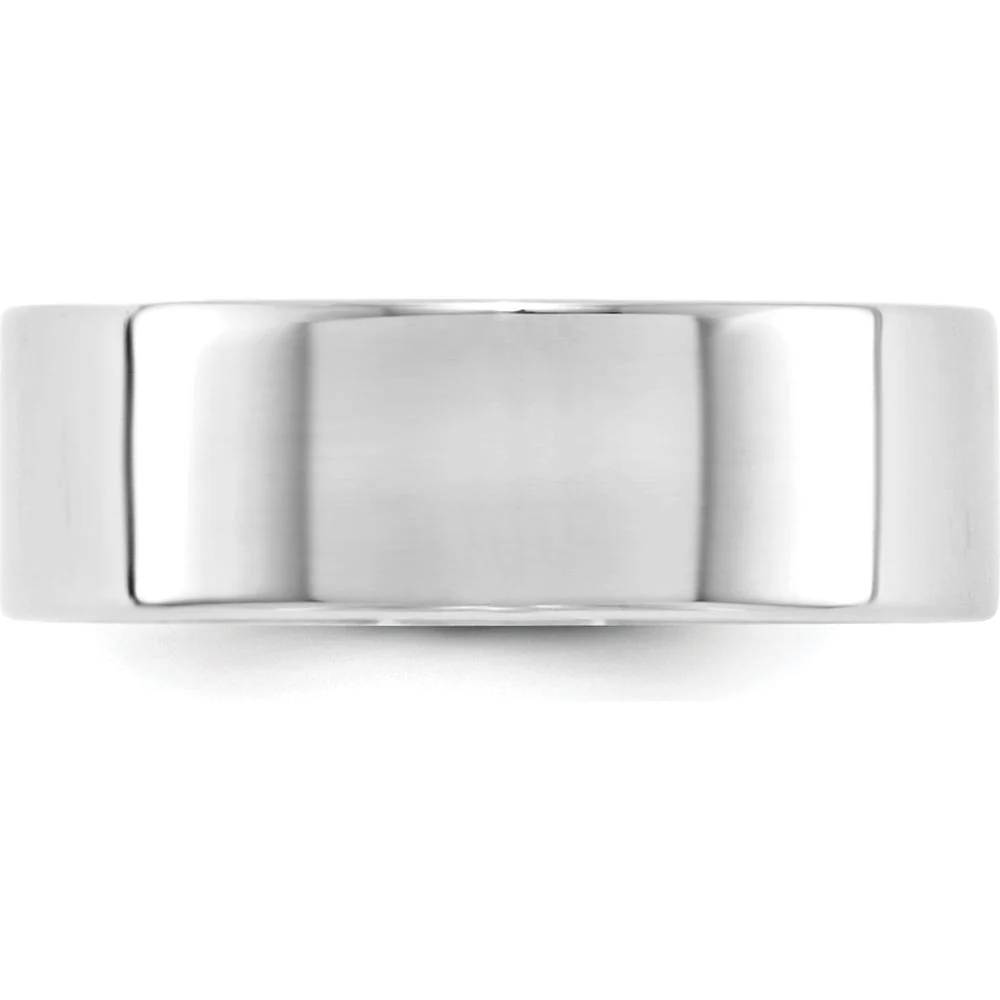 14K White Gold 7mm Lightweight Flat Wedding Band - Size 8.5 by Luciano & Cie - Image 2