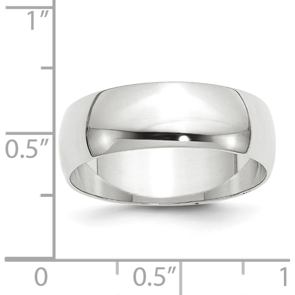 14K White Gold 7mm Lightweight Half Round Wedding Band - Size 10.5 by Luciano & Cie - Image 3