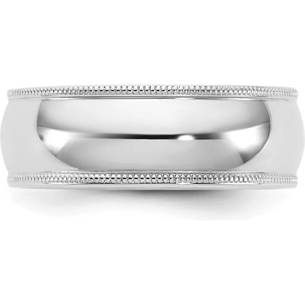 14K White Gold 7mm Milgrain Comfort Fit Wedding Band - Polished Finish - Size 7 by Luciano & Cie - Image 3