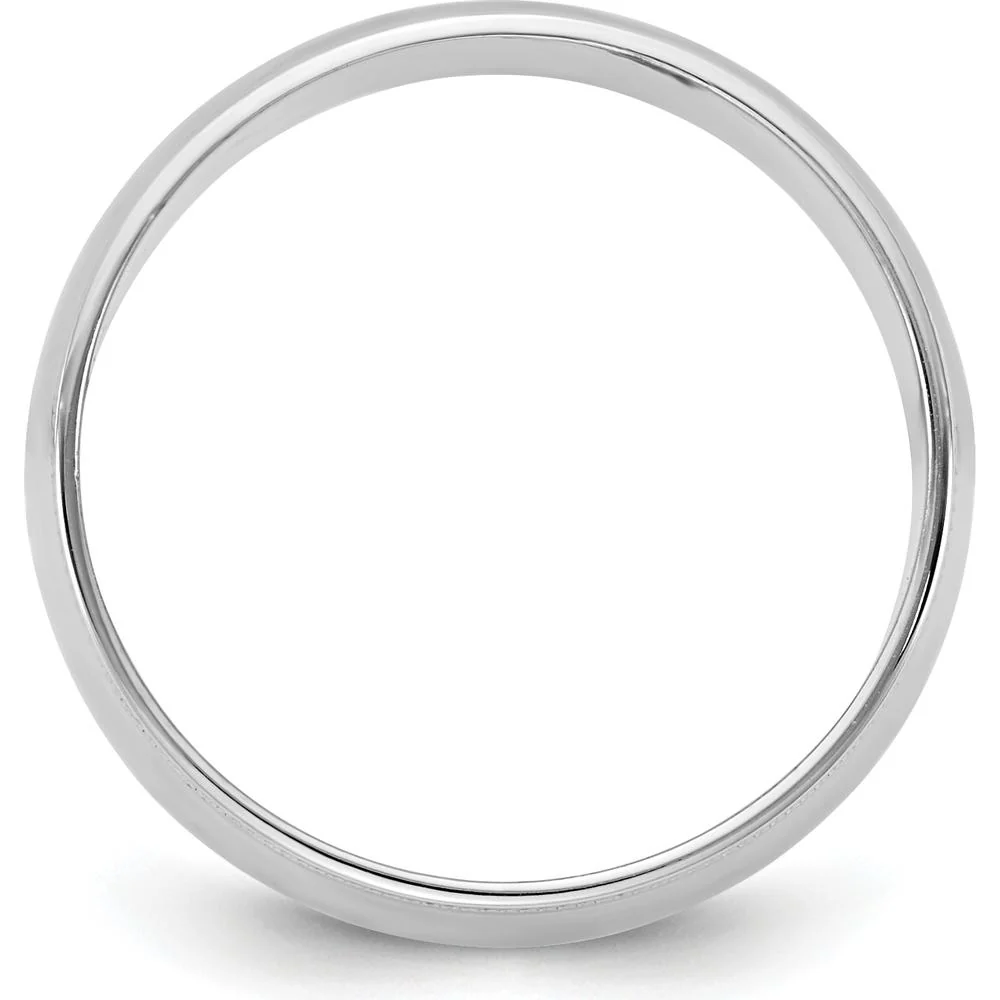 14K White Gold 7mm Milgrain Half Round Wedding Band - Engravable - Solid White Gold Design - Size 6 by Luciano & Cie - Image 2